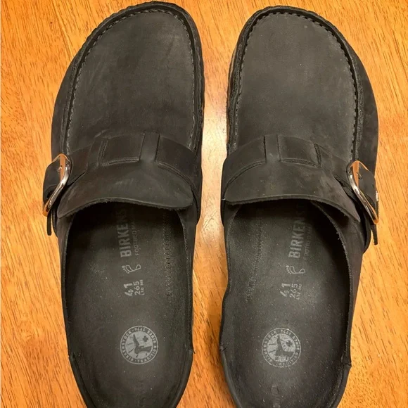 Black Birkenstock Buckley loafers with silver buckle. Rarely worn. - Picture 2 of 3